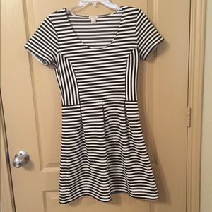J. Crew Striped Fit and Flare Dress